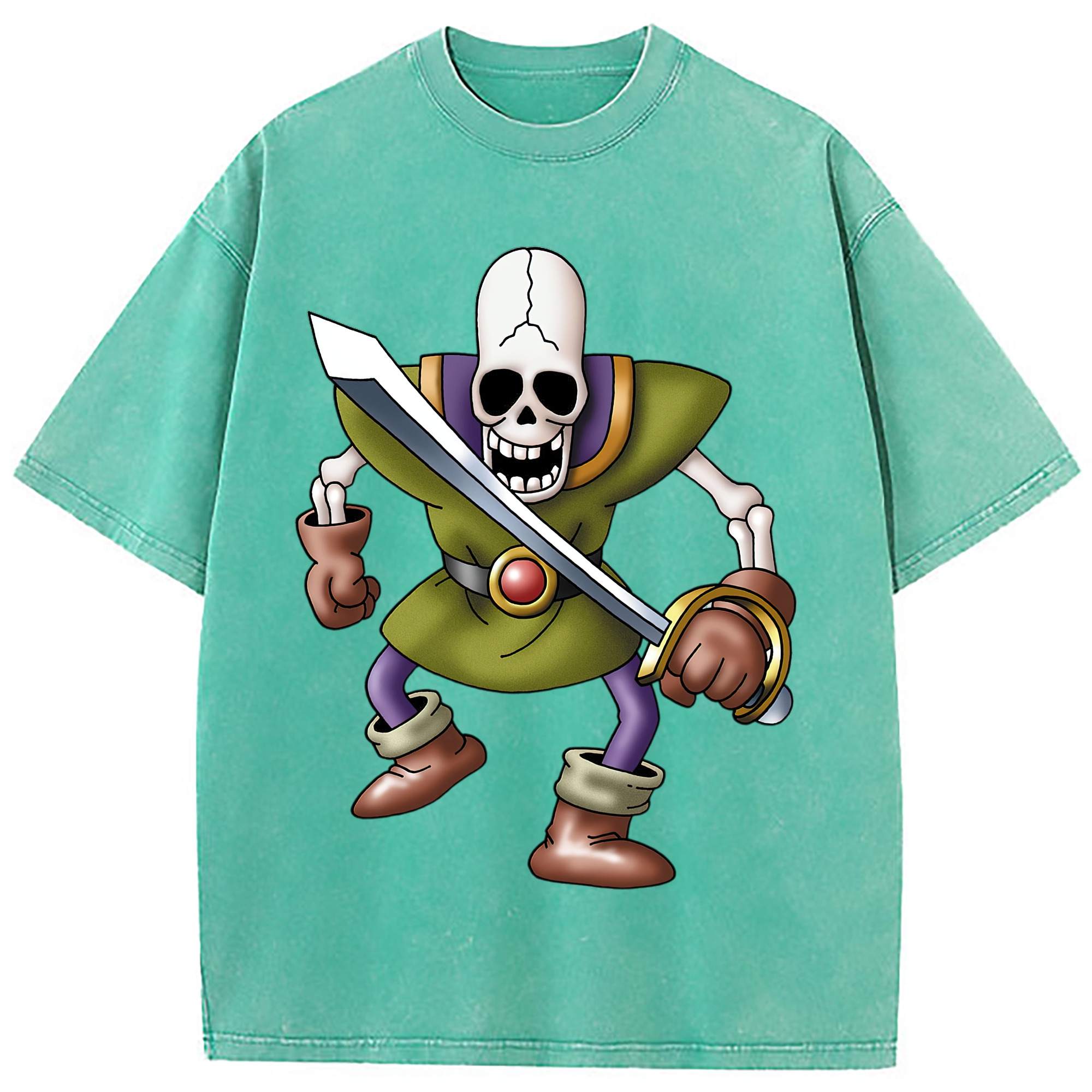 （画像用） ドラゴンクエスト Doragon Kuesuto Dragon Quest 綿100% ヴィンテージ風 半袖Tシャツ（フロントプリント）